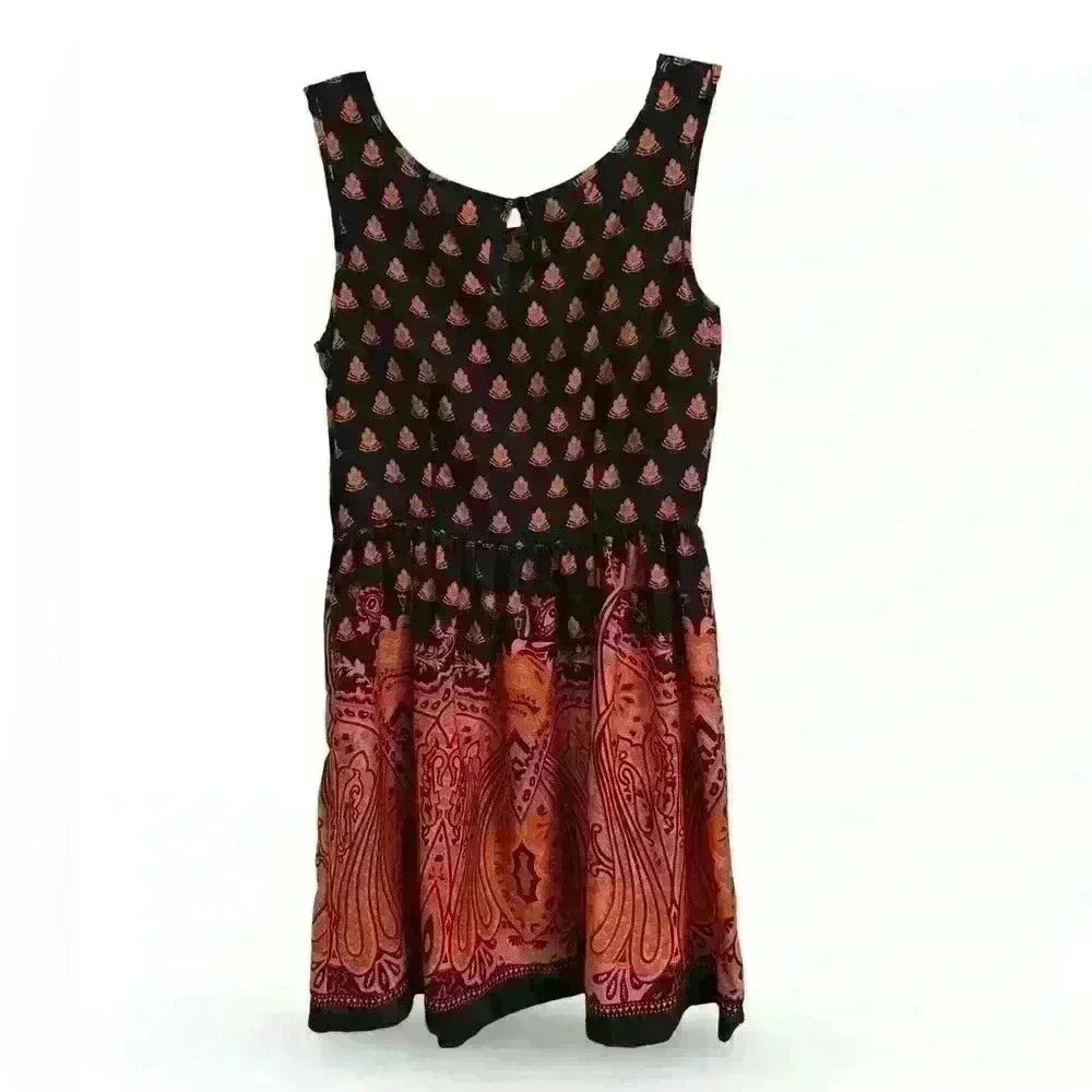UP by Ultra Pink Lotus Flower Dress - Navy Blue, Pink and Orange Size Small - Picture 2 of 6